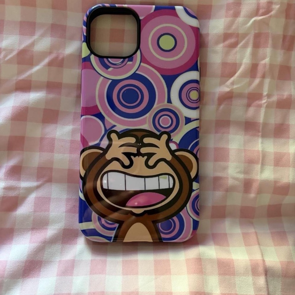 Playful Purple Monkey Graphic Phone Case - Pink & Blue